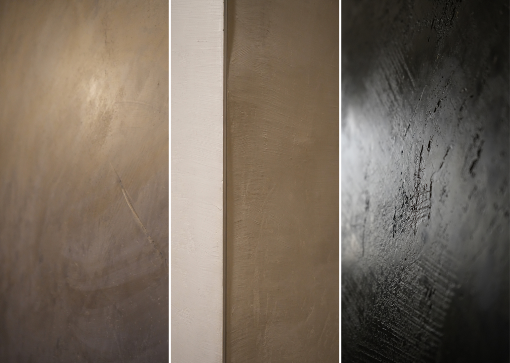 Sonderfarben von Volimea in gold-bronze, beige-braun, schlamm-braun und schwarz.