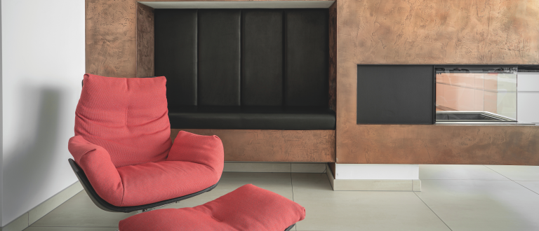 Kamin in purmetalico Kupfer von Volimea.