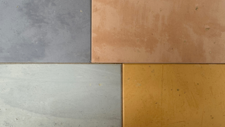 Vier frühlingshafte volimea-Wandfarben als Muster.